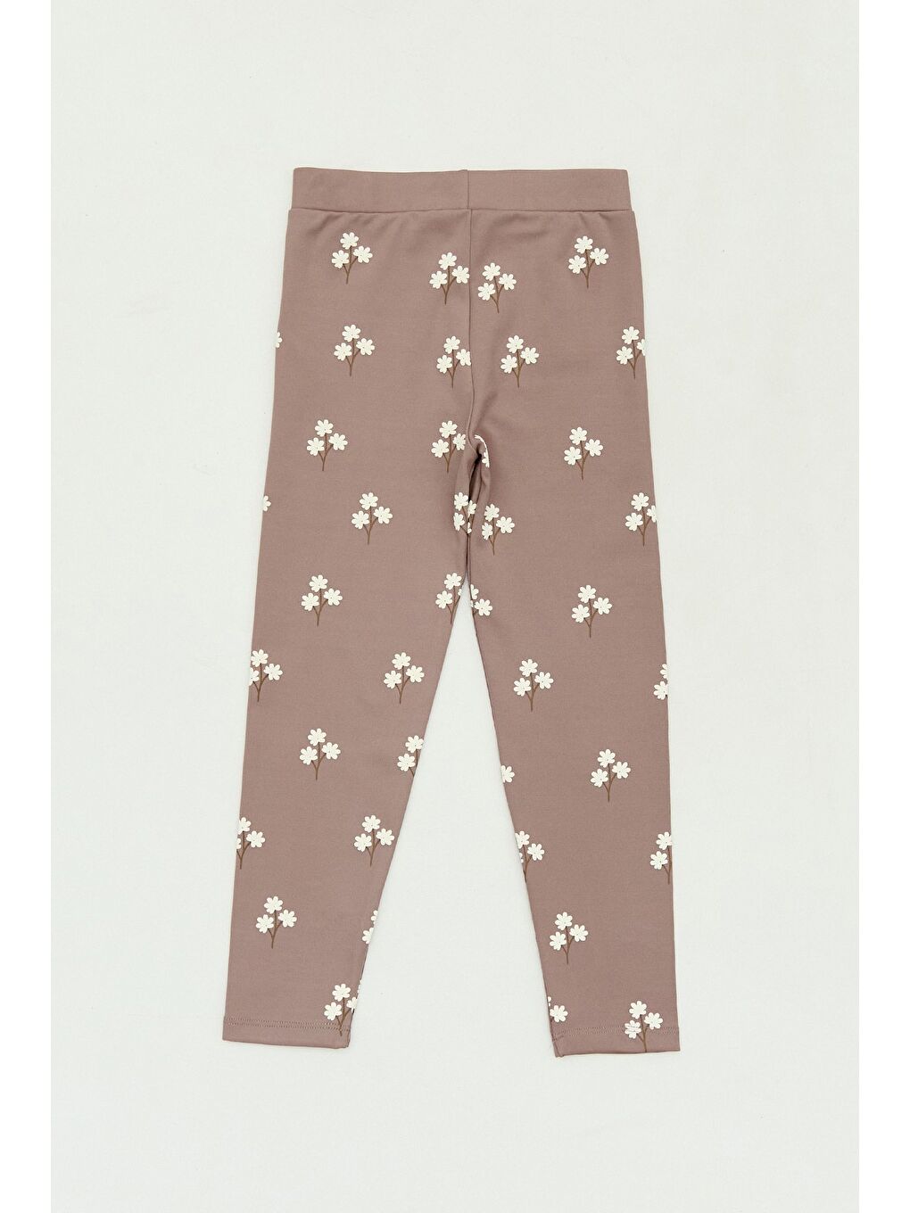 Kahverengi Çiçek Desenli Kız Çocuk Tayt-1
