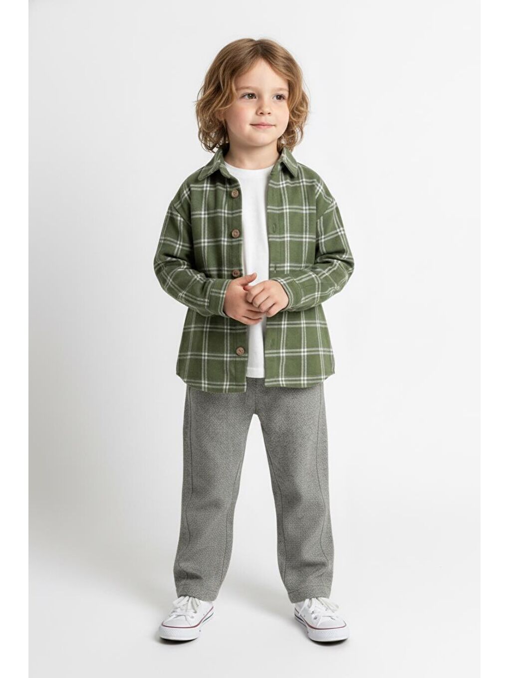 Haki Ekoseli Gömlekli 3 lüTakım-4