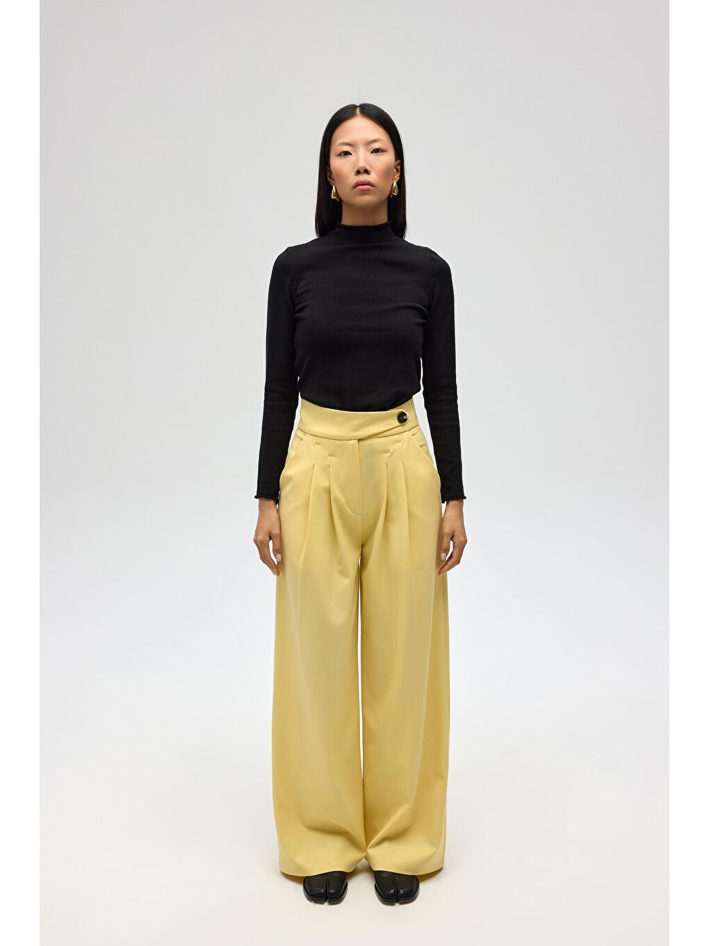 Solvei Kemer Detay Sarı Pantolon-1
