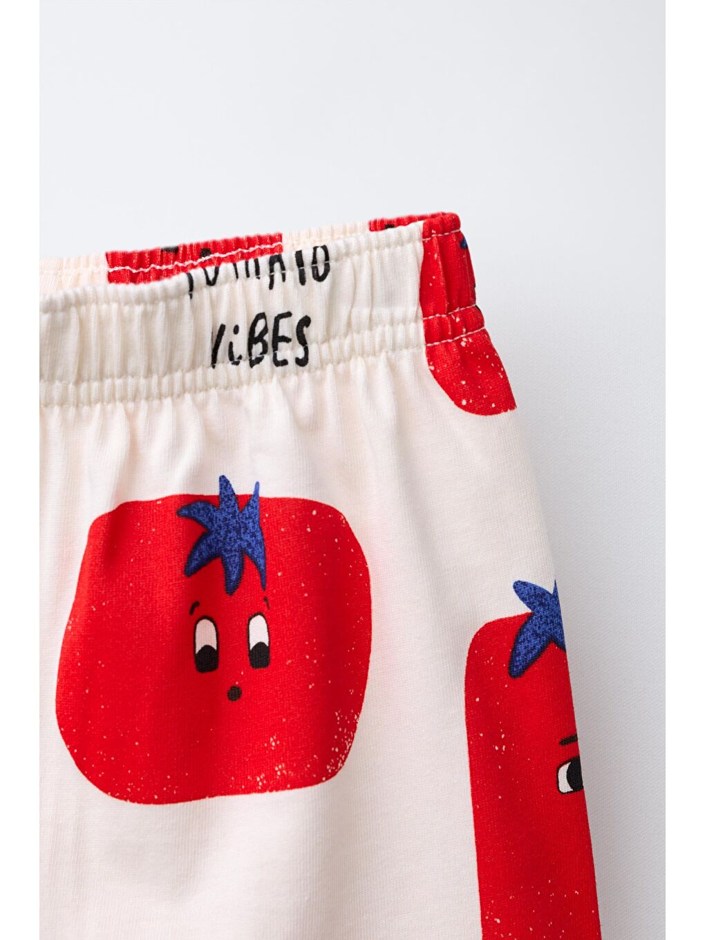 Karışık Unisex Çocuk Pamuklu Mavi Domates Baskılı T-Shirt Şort Takım-3