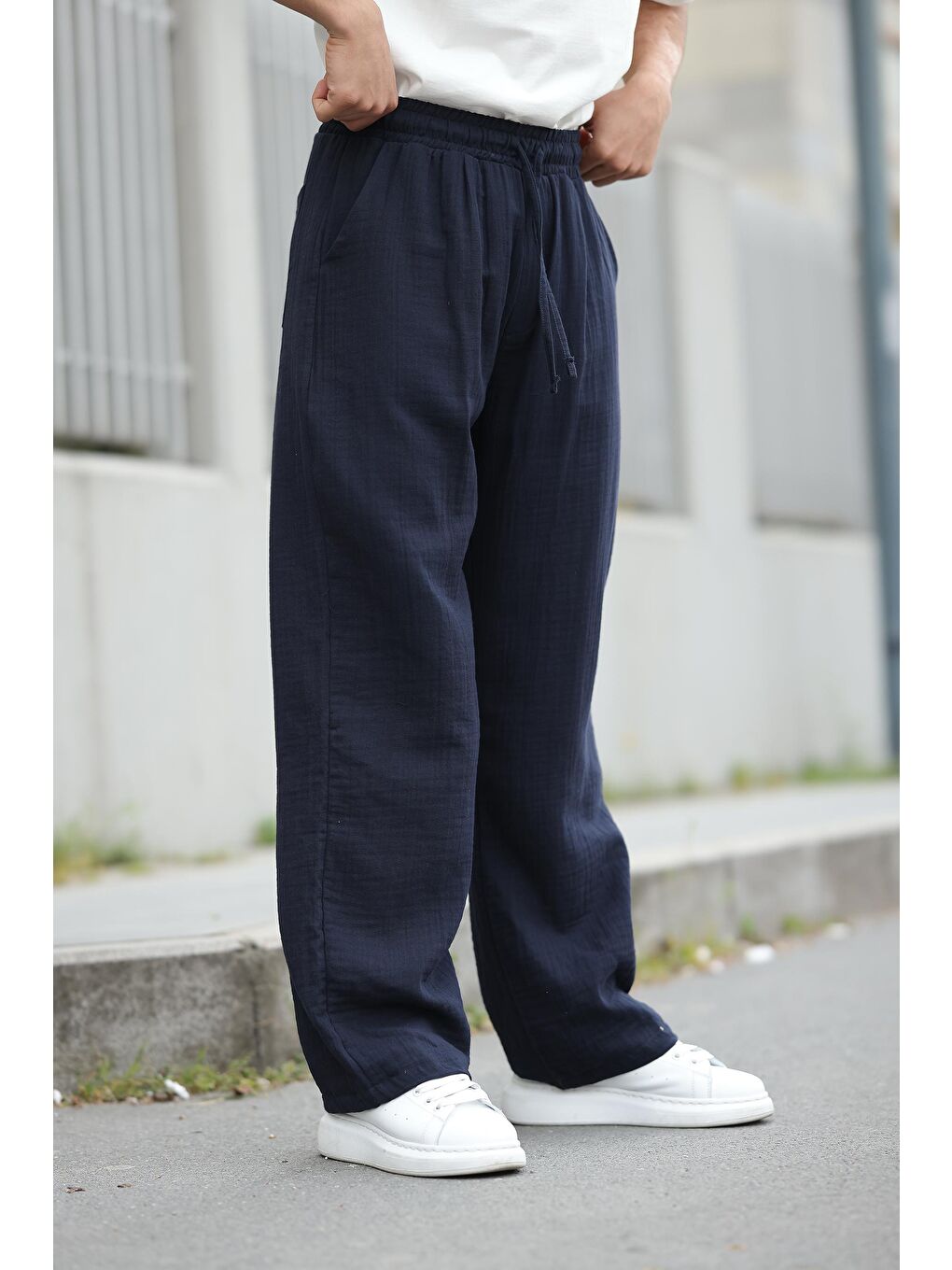 Lacivert %100 Pamuklu Rahat Kesim Erkek Pantolon E6562-1