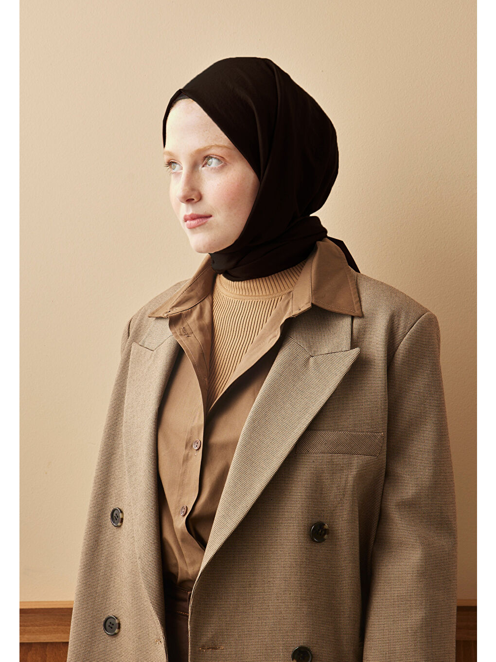 Kahverengi Pamuk Crash Şal Bitter-1