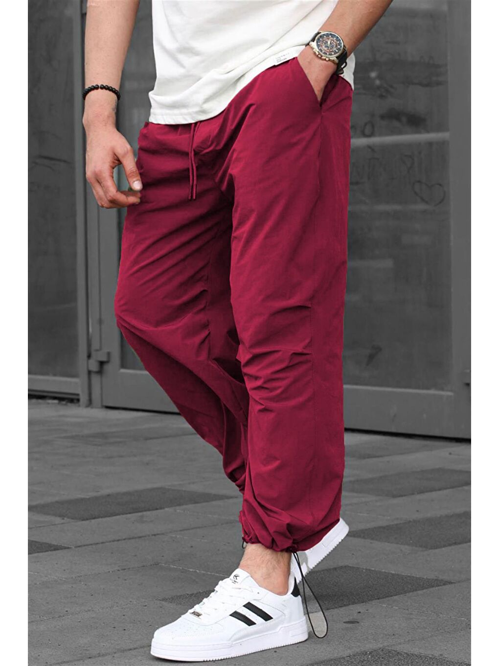Bordo Regular Fit Erkek Paraşüt Pantolon 6504