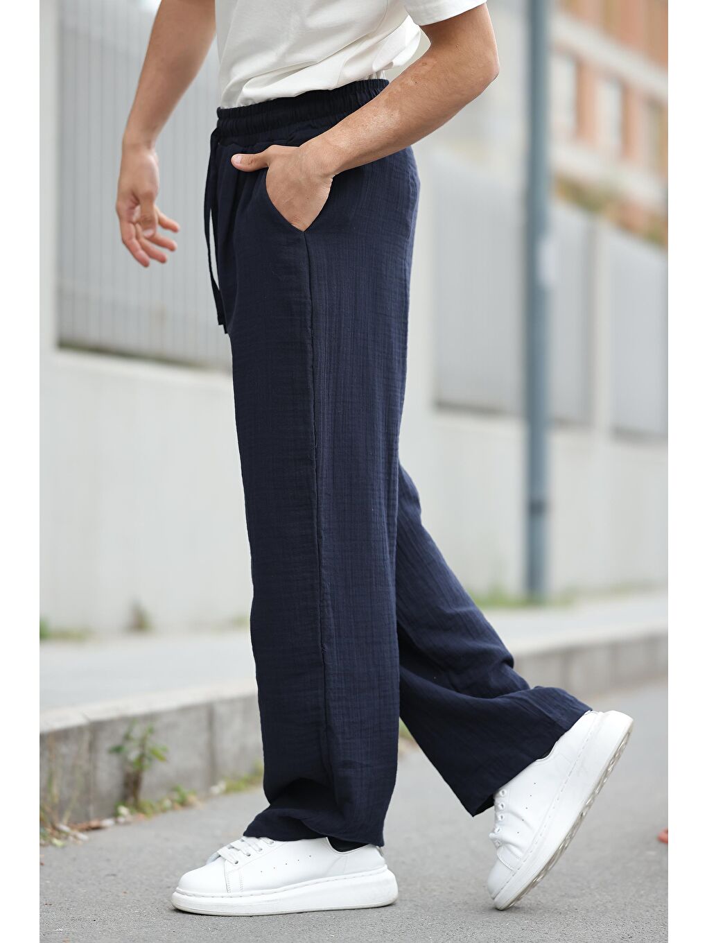 Lacivert %100 Pamuklu Rahat Kesim Erkek Pantolon E6562-3