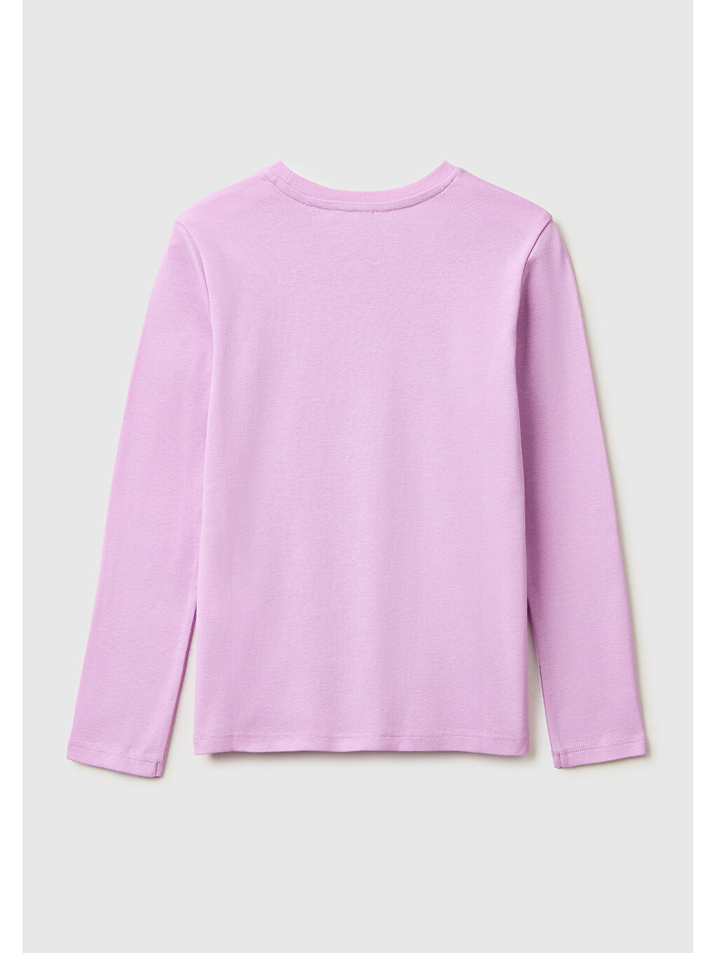 Kız Çocuk Pembe Simli Logo Detaylı Bisiklet Yaka Uzun Kollu T-Shirt-1