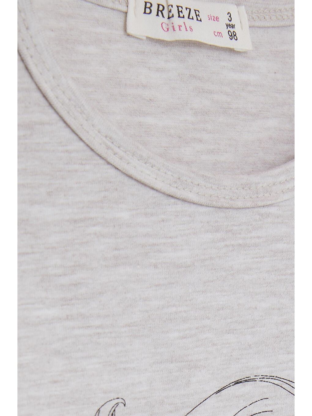 Kız Çocuk Uzun Kollu Tişört Pullu Kalp Baskılı Bej Melanj (2-6 Yaş)-2