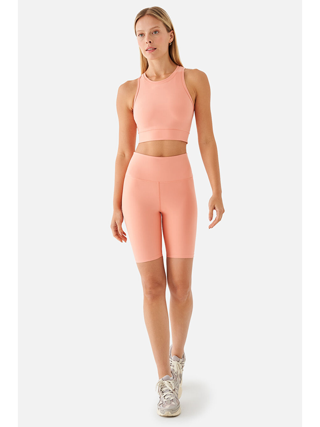 Pembe Violet Biker Şeftali Spor Tayt