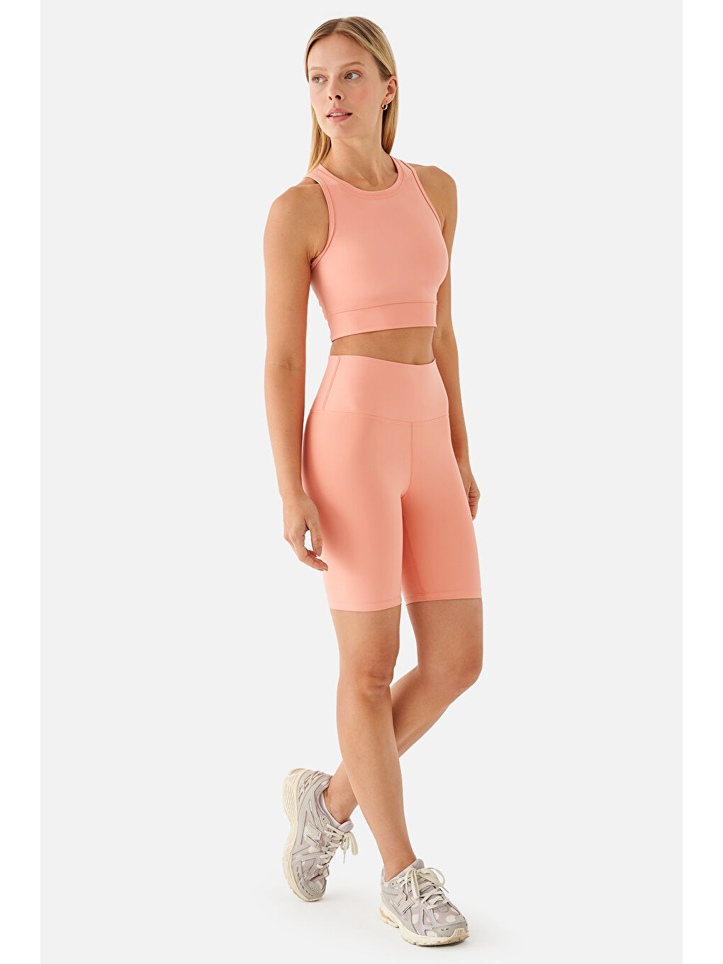 Pembe Violet Biker Şeftali Spor Tayt-2