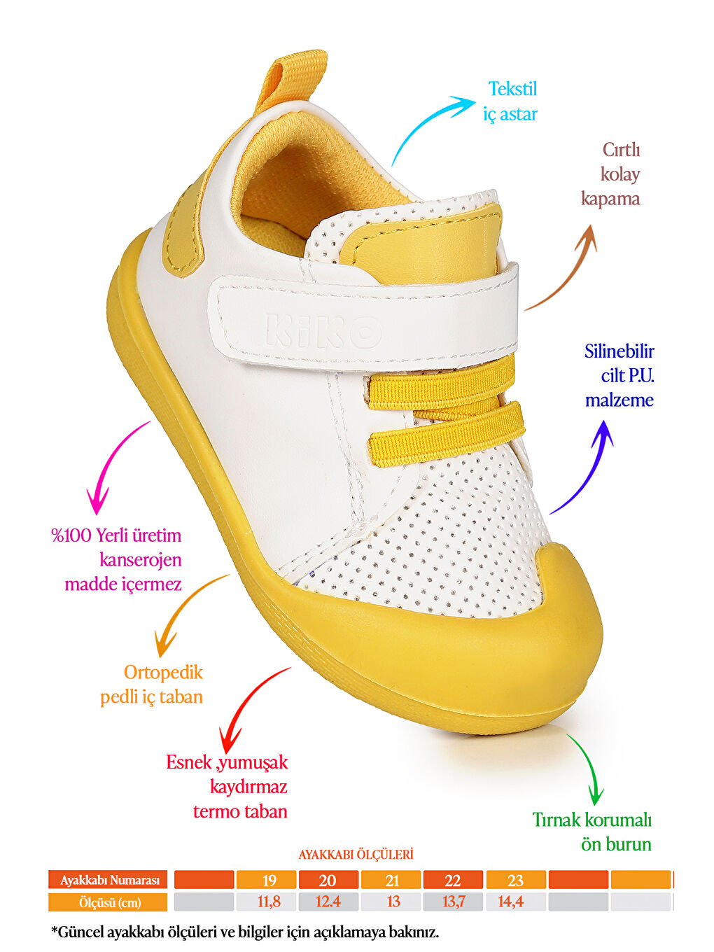 Sarı Roce Cırtlı Kız Bebek İlk Adım Ortopedik Günlük Ayakkabı-1