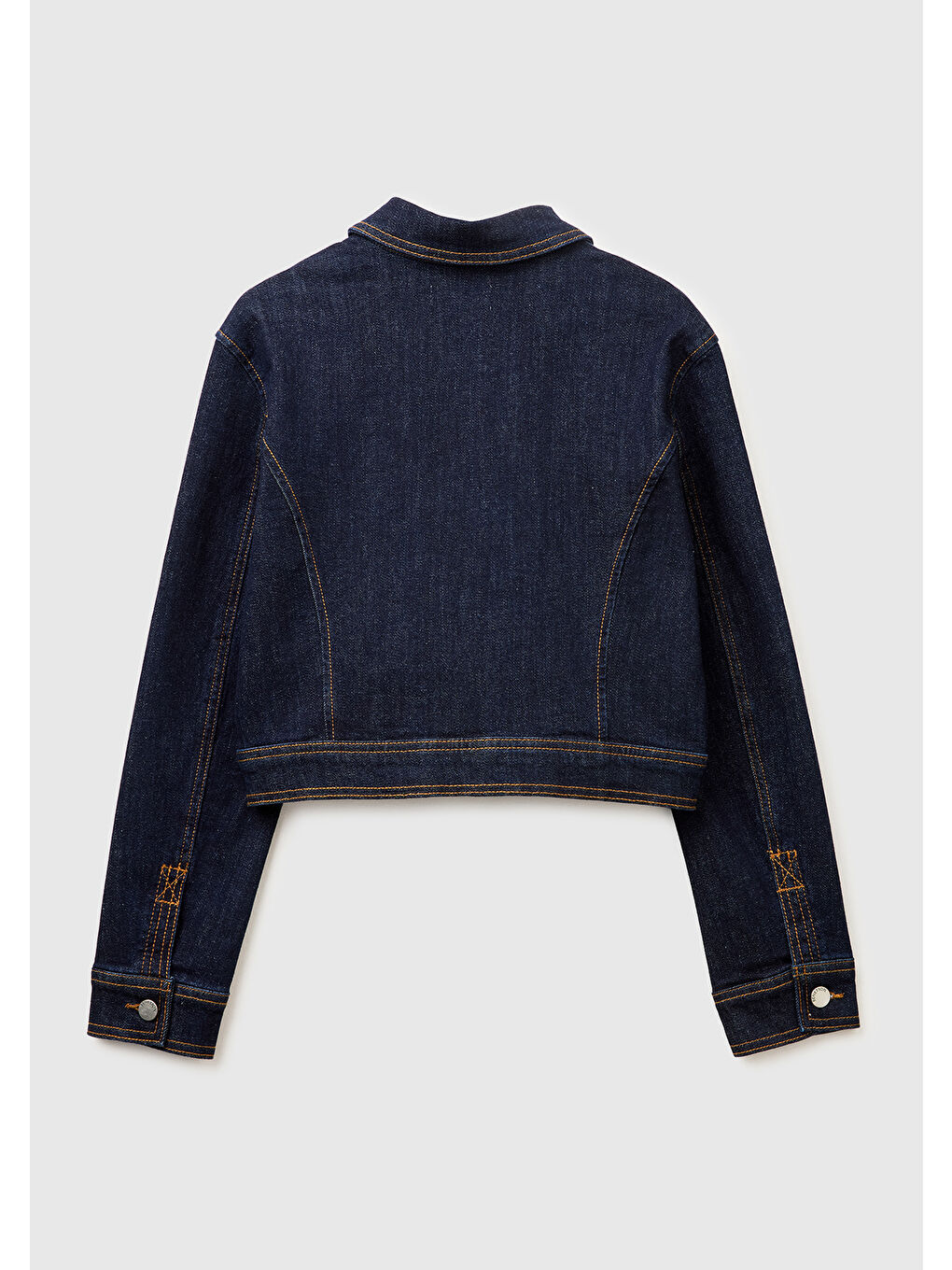 Kadın Lacivert Pamuk Karışımlı Fermuarlı Yamalı Cepli Denim Ceket-2