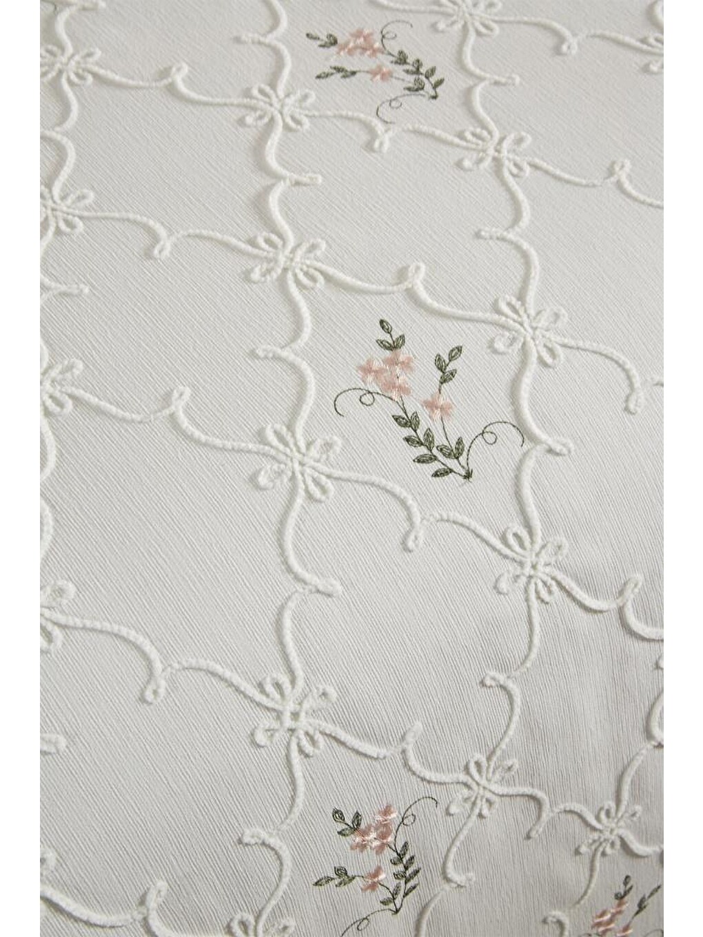 Ekru Pinkrose Nakışlı Şönil 7 Parça Gelin Seti Krem-4