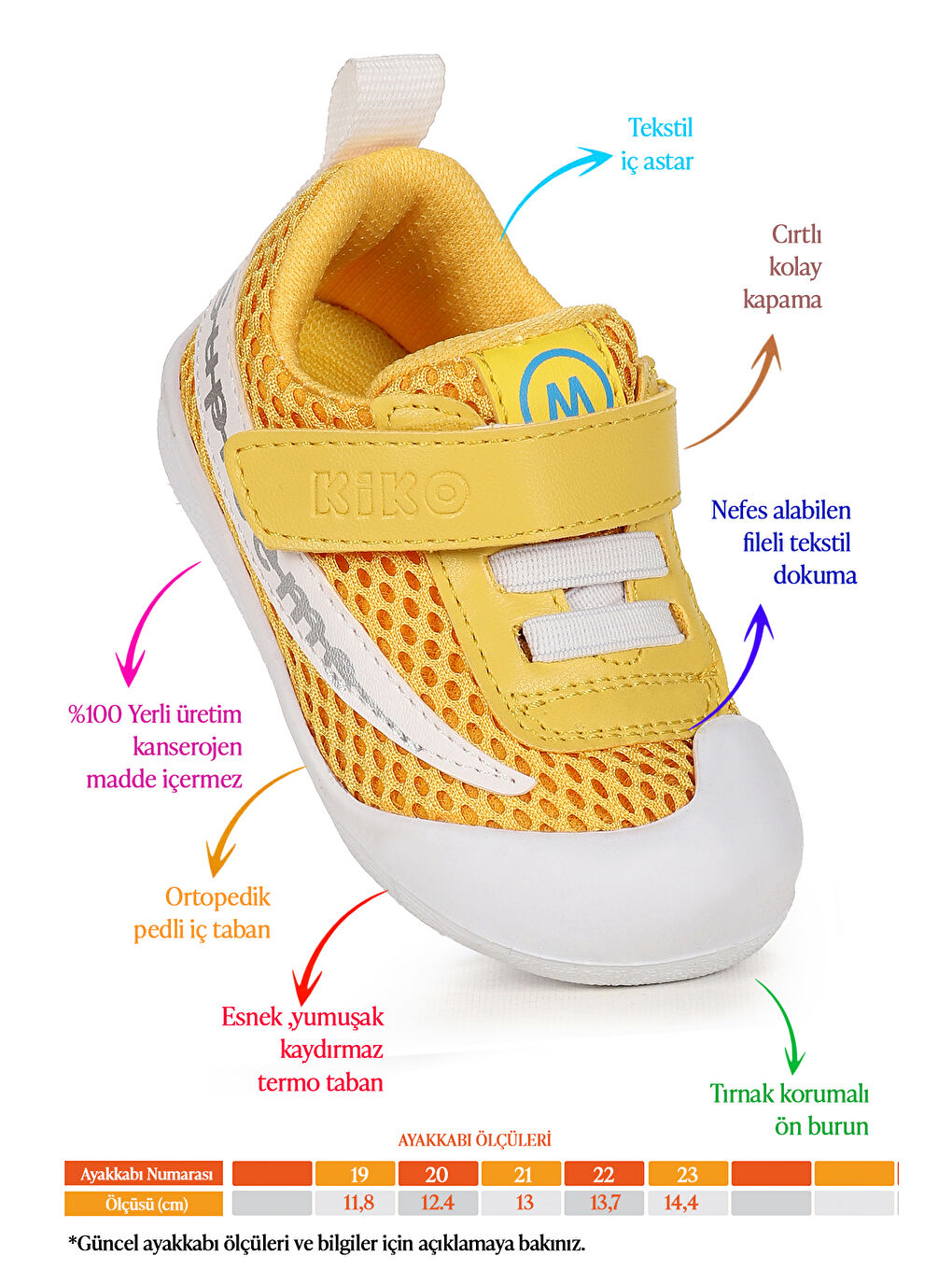Sarı Welti Cırtlı Kız Bebek İlk Adım Ortopedik Günlük Ayakkabı-1