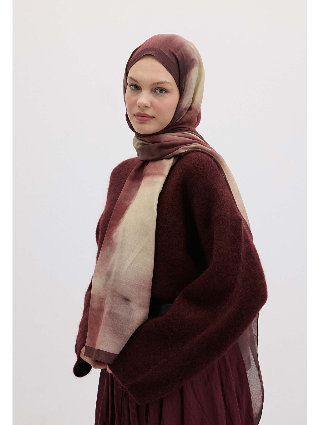 Kırmızı Batık Desen Şal Erik Çürüğü-3