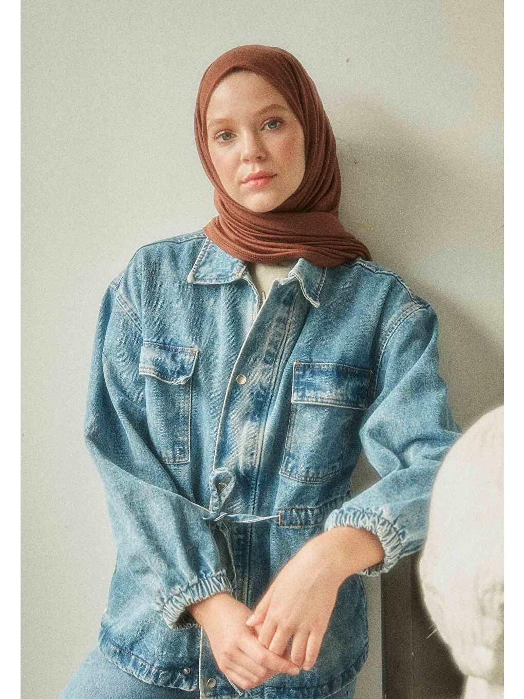 Kahverengi Penye Şal Çikolata Kahve