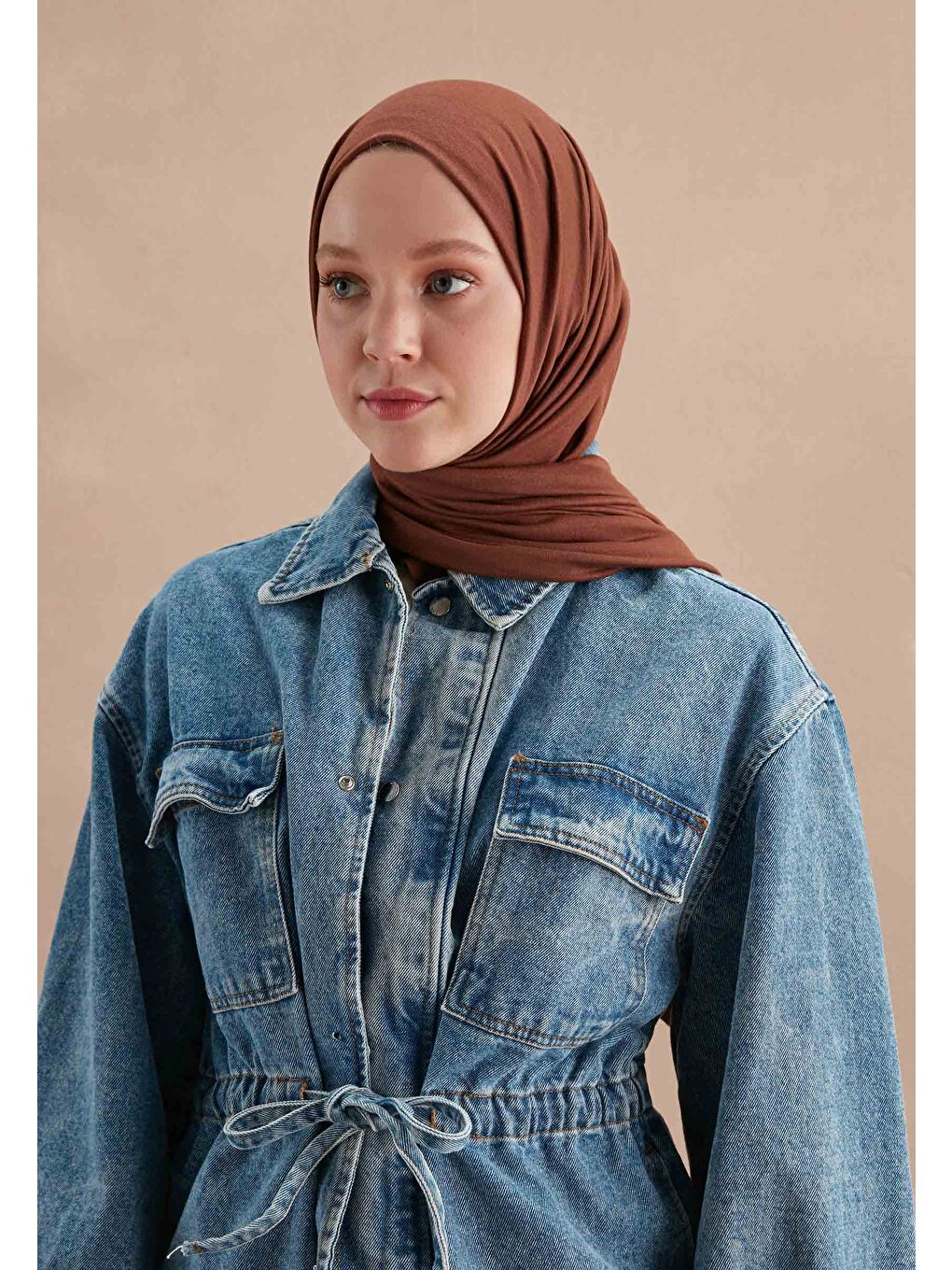 Kahverengi Penye Şal Çikolata Kahve-1