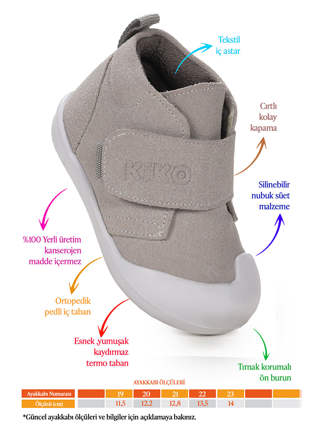 Gri Winnie İlk Adım Cırtlı Kız Bebek Günlük Bot Ayakkabı-1