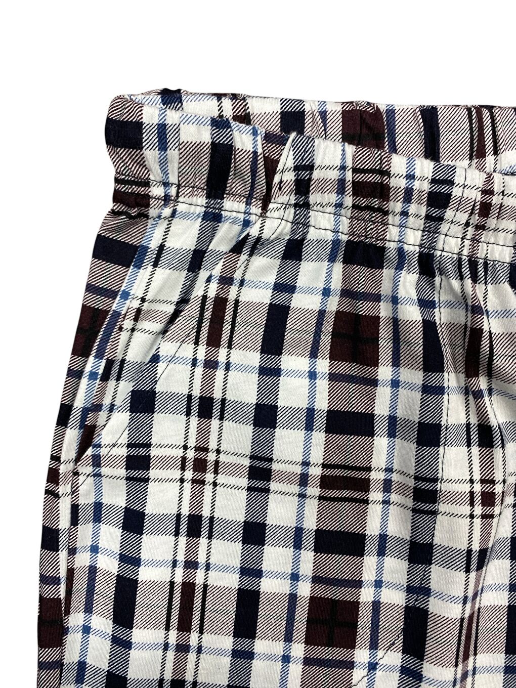 Beyaz Erkek Ekose %100 Pamuk Yüksek Kalite Rahat Büyük Beden Pijama Altı-1