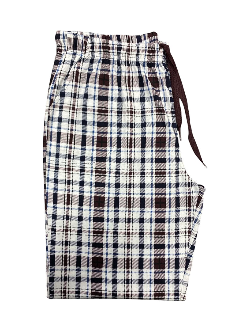 Beyaz Erkek Ekose %100 Pamuk Yüksek Kalite Rahat Büyük Beden Pijama Altı-3