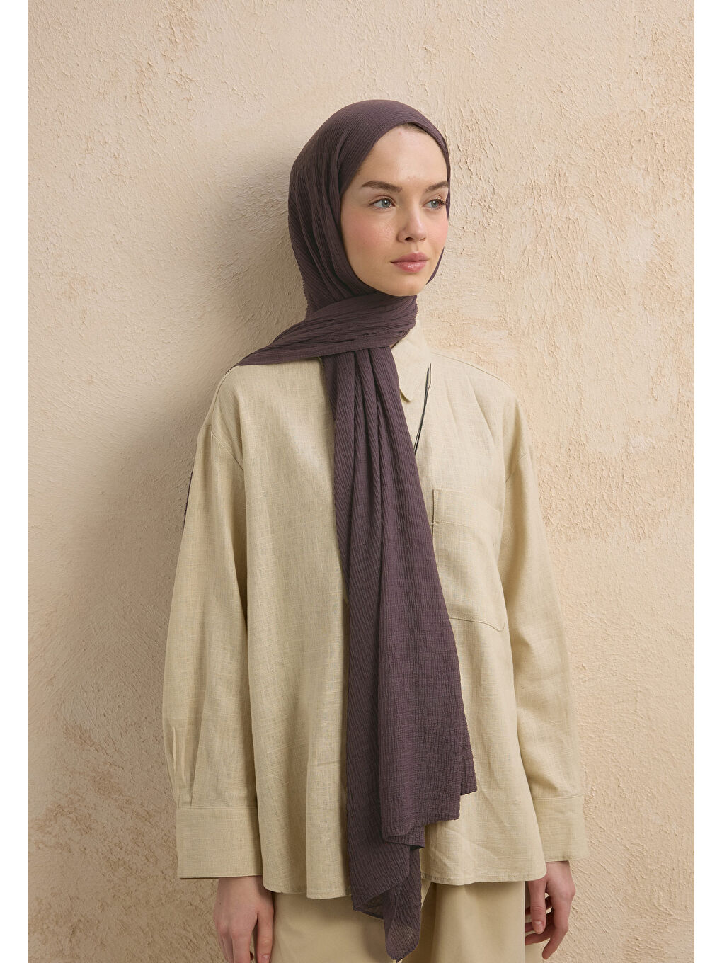 Lila Modal Krinkıl Şal Leylak-1