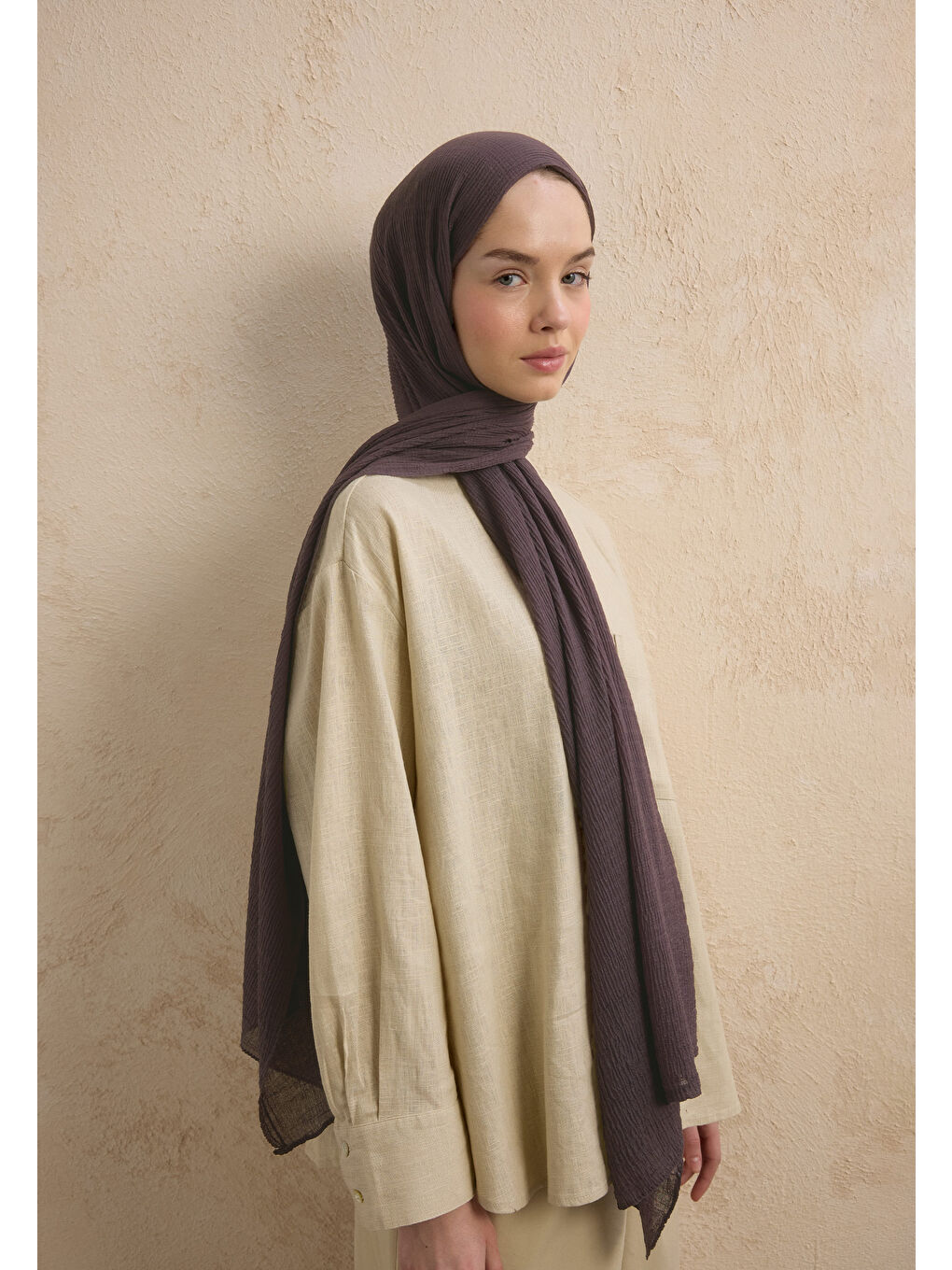 Lila Modal Krinkıl Şal Leylak-2