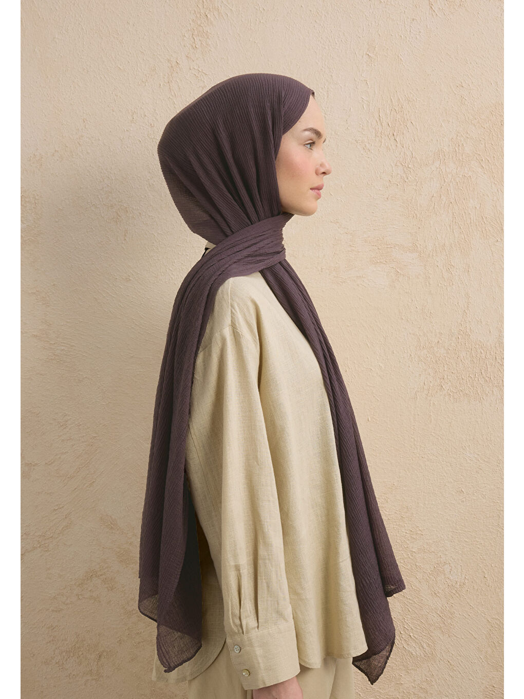 Lila Modal Krinkıl Şal Leylak-3