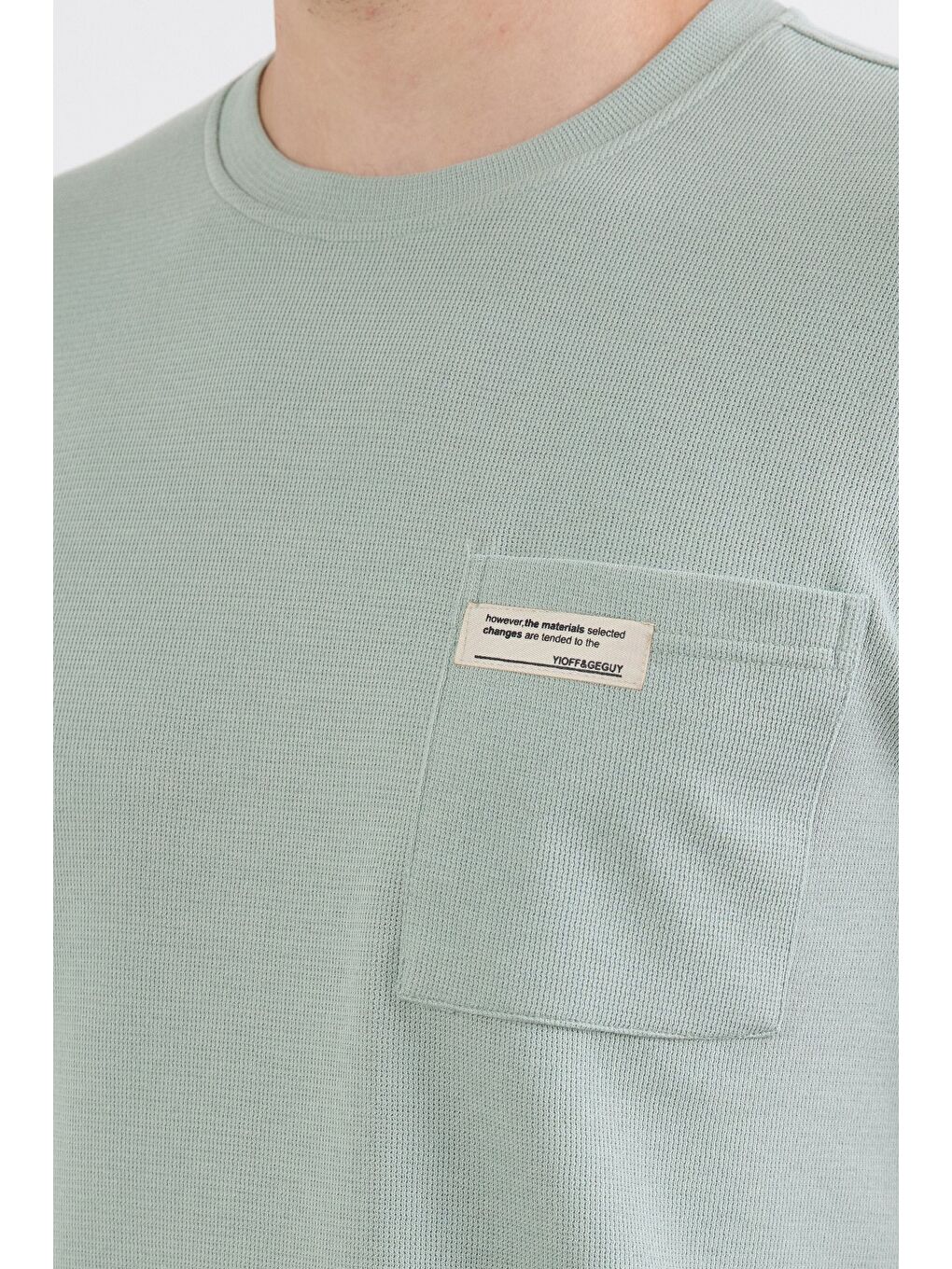 Turkuaz Cepli Bisiklet Yaka Tişört-4