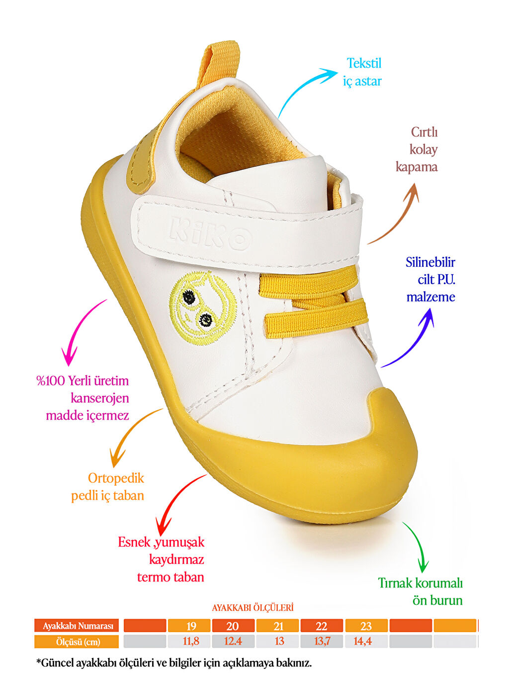 Sarı Smile Cırtlı Kız Bebek İlk Adım Ortopedik Günlük Ayakkabı-1