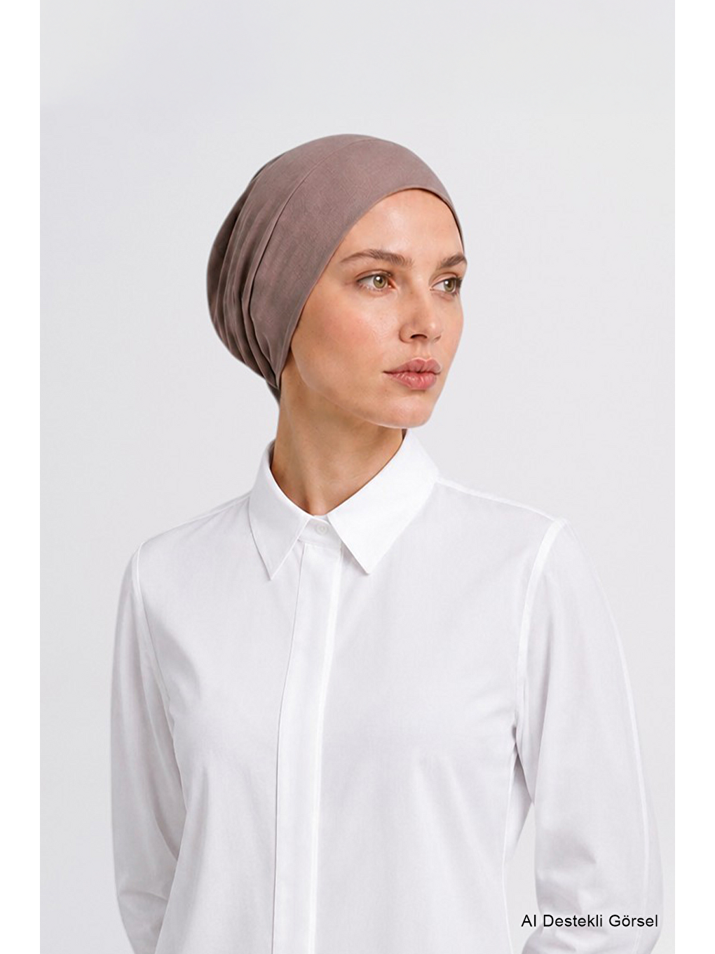 Bej Düz Geçme Bone Koyu Vizon-1