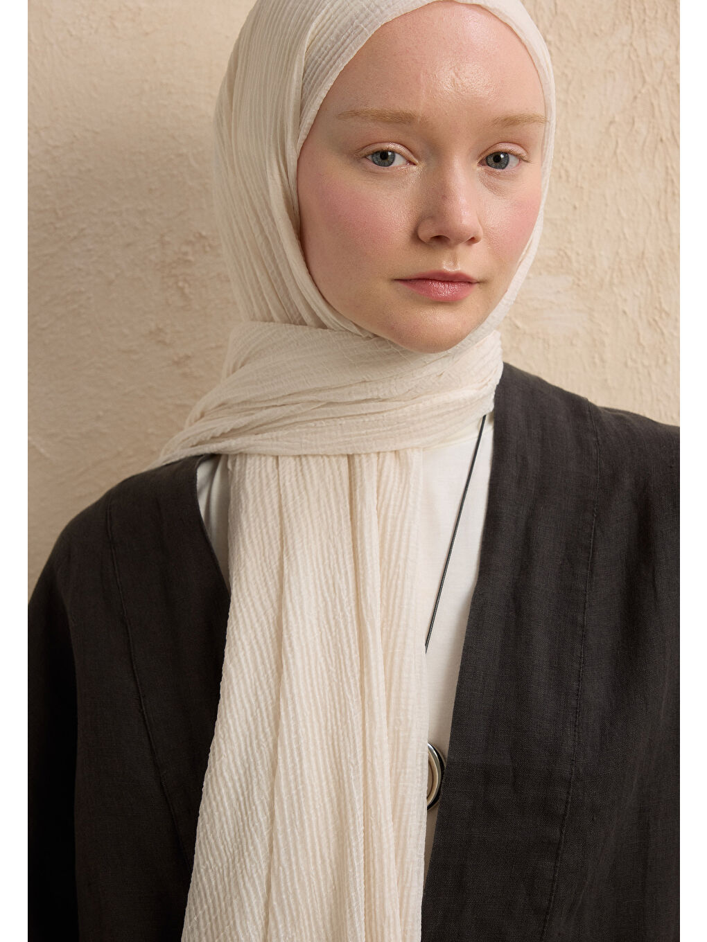 Beyaz Modal Krinkıl Şal İnci-2