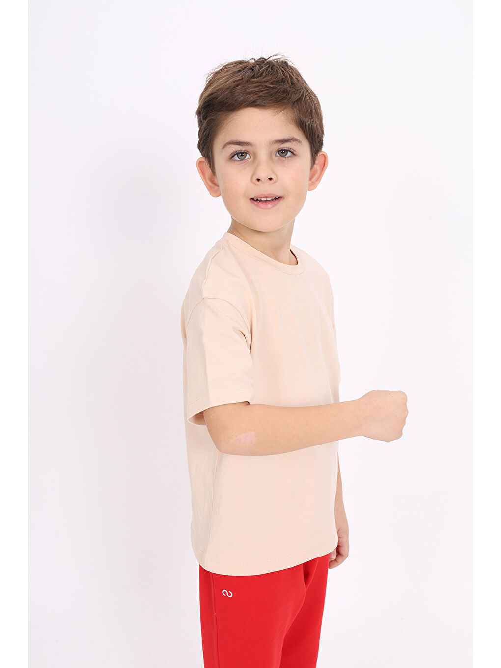 Bej Unisex Çocuk Baskılı Tişört-1
