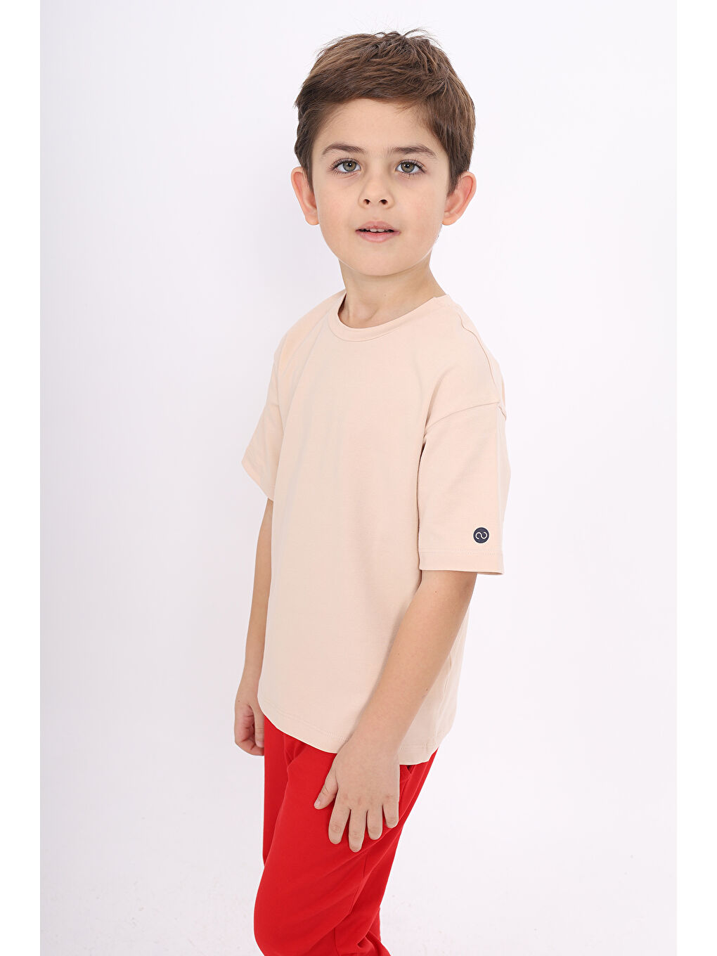 Bej Unisex Çocuk Baskılı Tişört-2