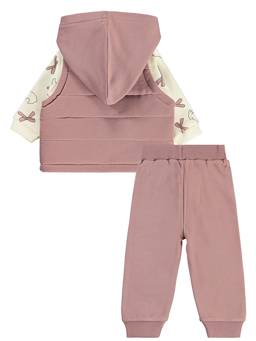 Baby Tavşan Baskılı 3'lü 6-18 Ay Takım - Lila 9-12 Ay-1