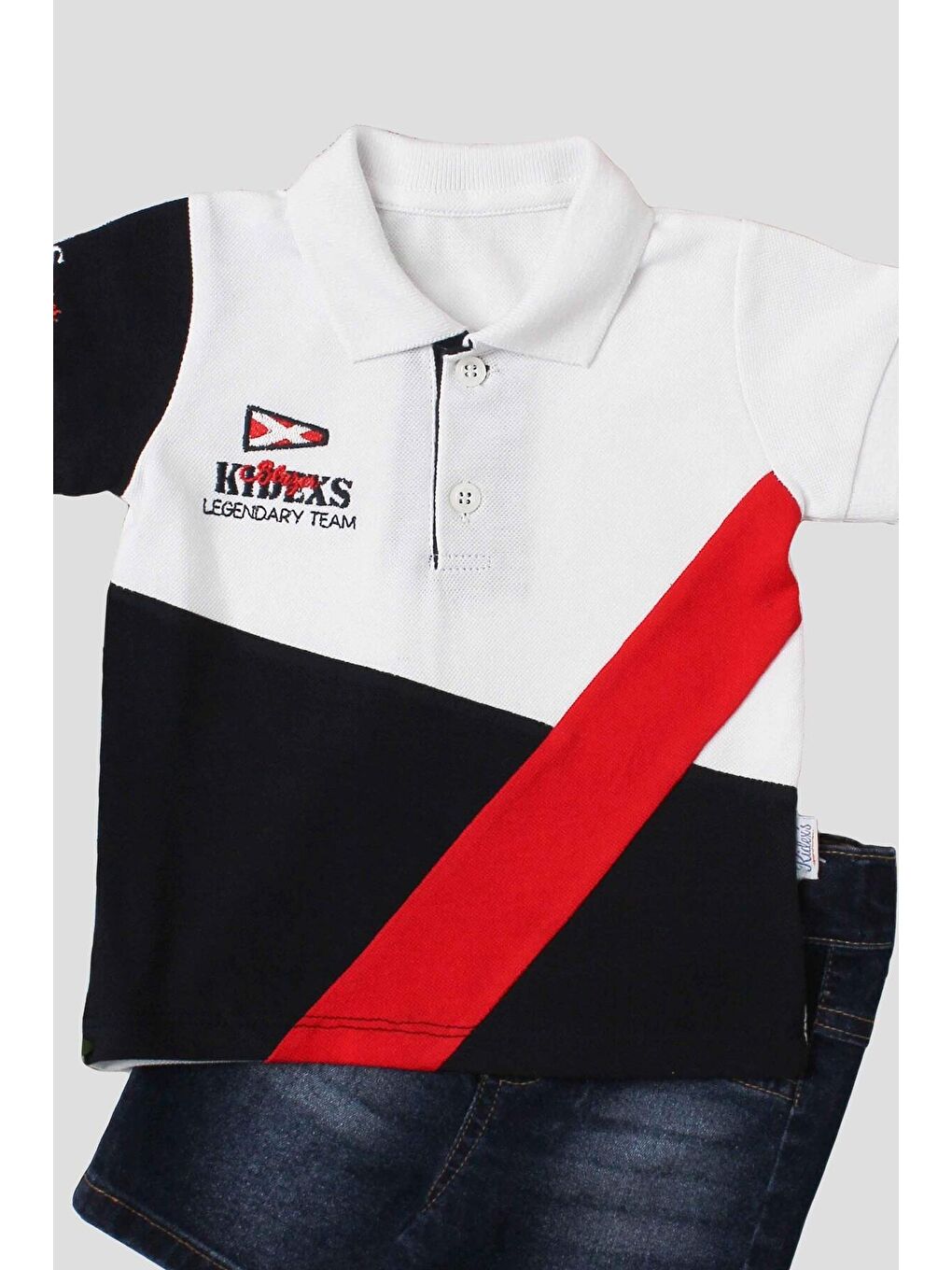 Siyah Erkek bebek pamuklu polo takım pantolon üst ikili takım-1