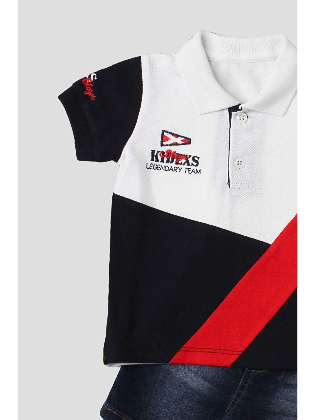 Siyah Erkek bebek pamuklu polo takım pantolon üst ikili takım-2