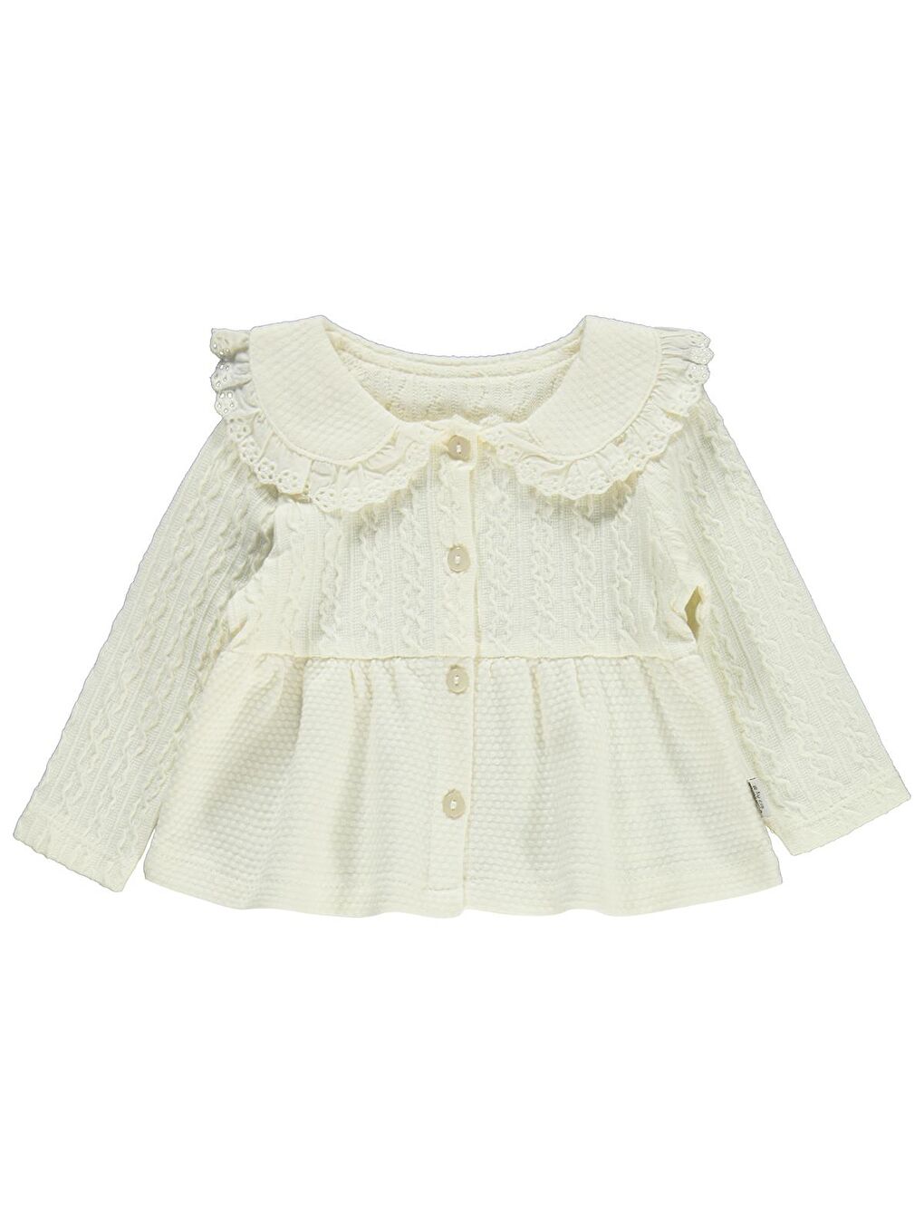 Yakası Fistolu Zincir Desenli 2 Li 6-18 Ay Takım - Ekru 6-9 Ay-2