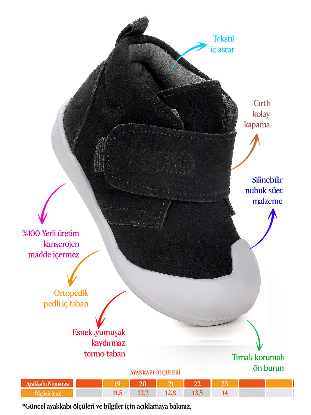 Siyah Winnie İlk Adım Cırtlı Kız Bebek Günlük Bot Ayakkabı-1