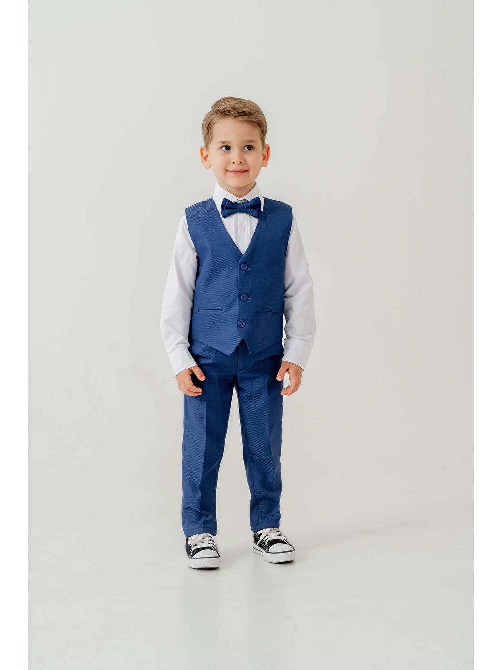 Mavi Mini Gentleman Erkek Çocuk Takım Elbise - 5 Parça-3