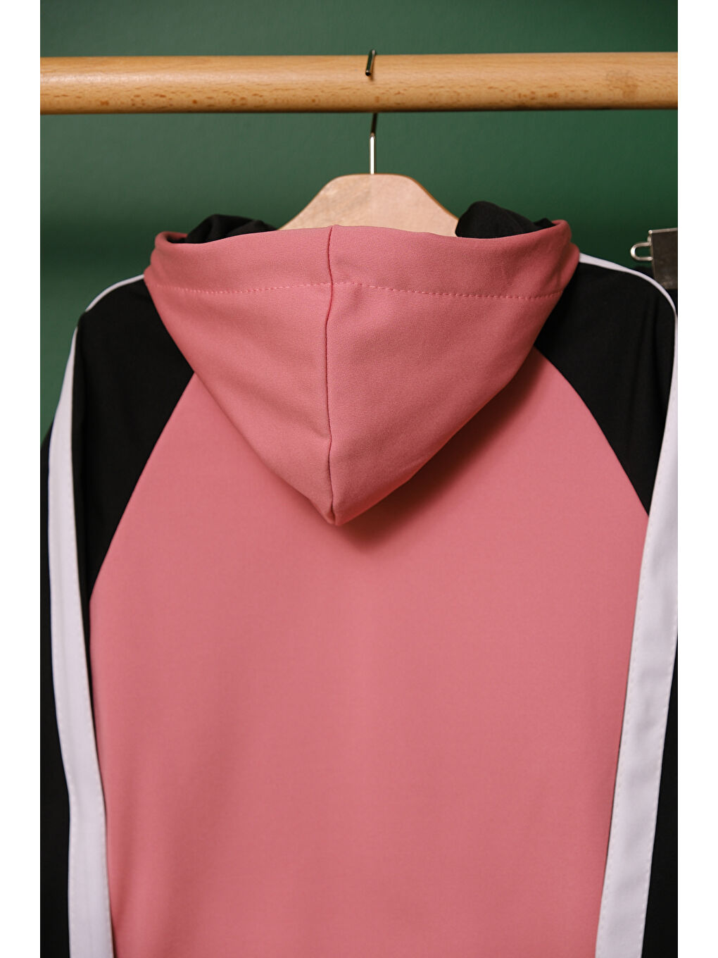 Pembe Unisex Şerit Detaylı Kapüşonlu Çocuk Eşofman Takımı-4