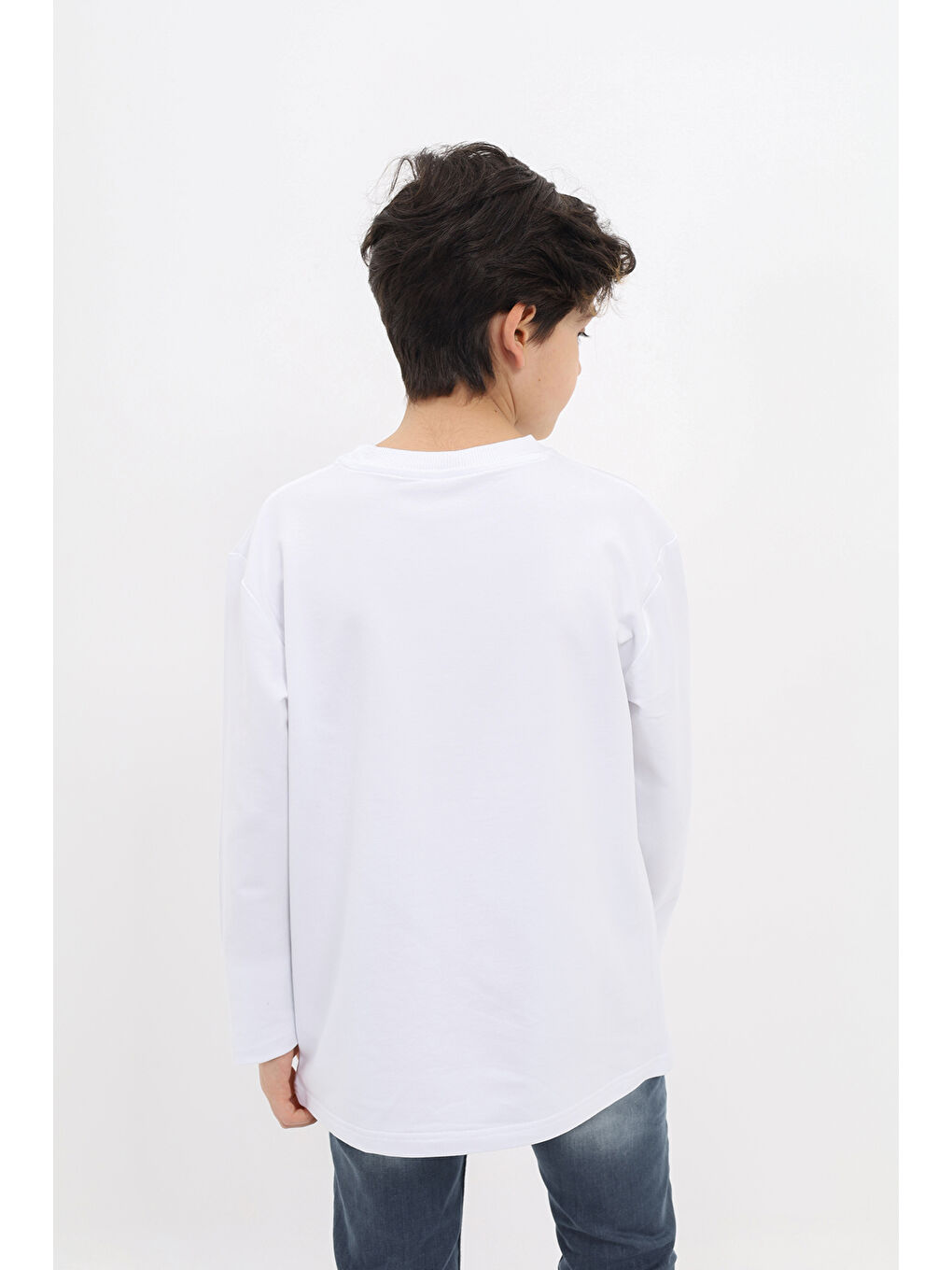 Beyaz Erkek Çocuk Baskılı Sweatshirt-3