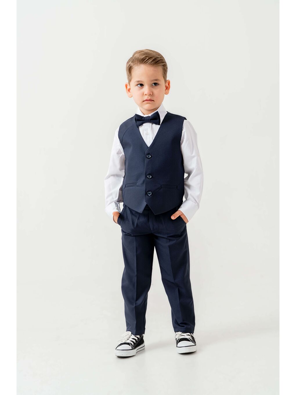 Lacivert Mini Gentleman Erkek Çocuk Takım Elbise - 5 Parça-3