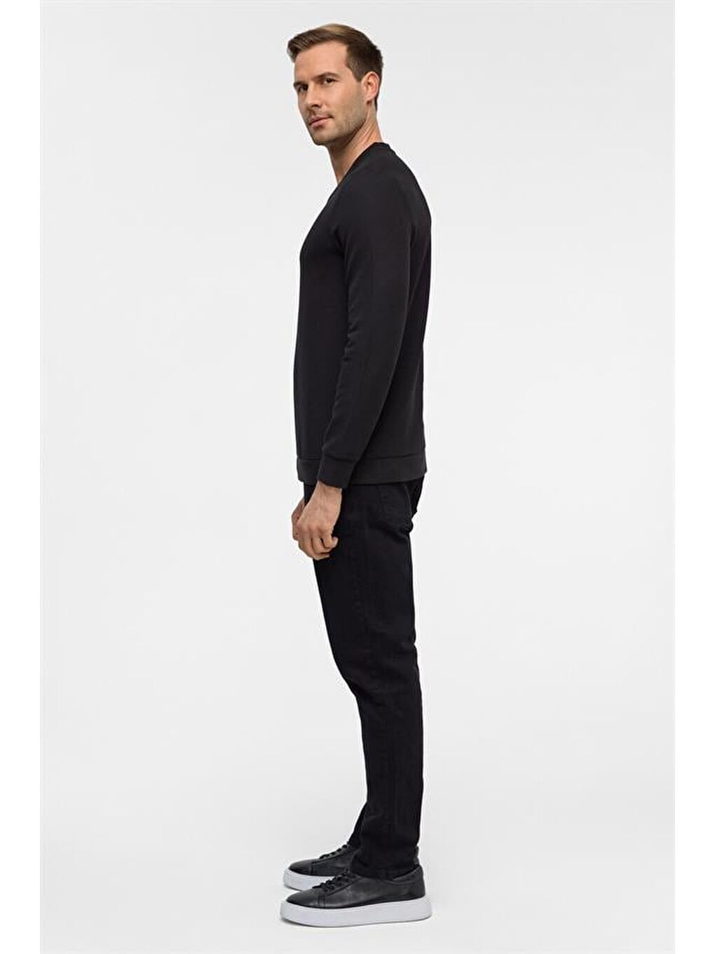 Lacivert Regular V Yaka Sweatshirt-7