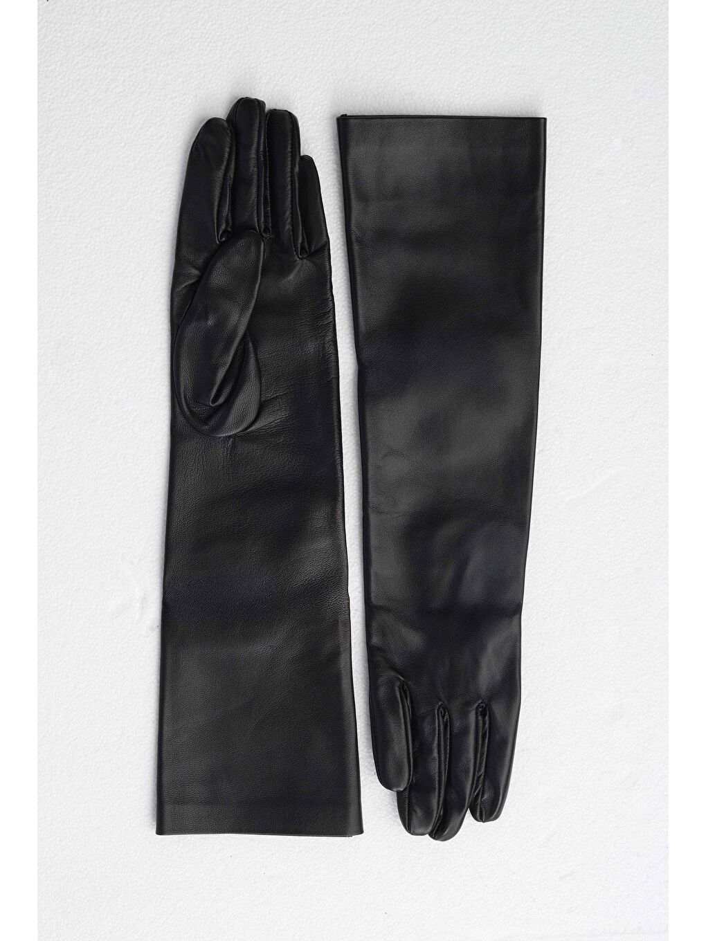 %100 Deri Uzun Eldiven Siyah