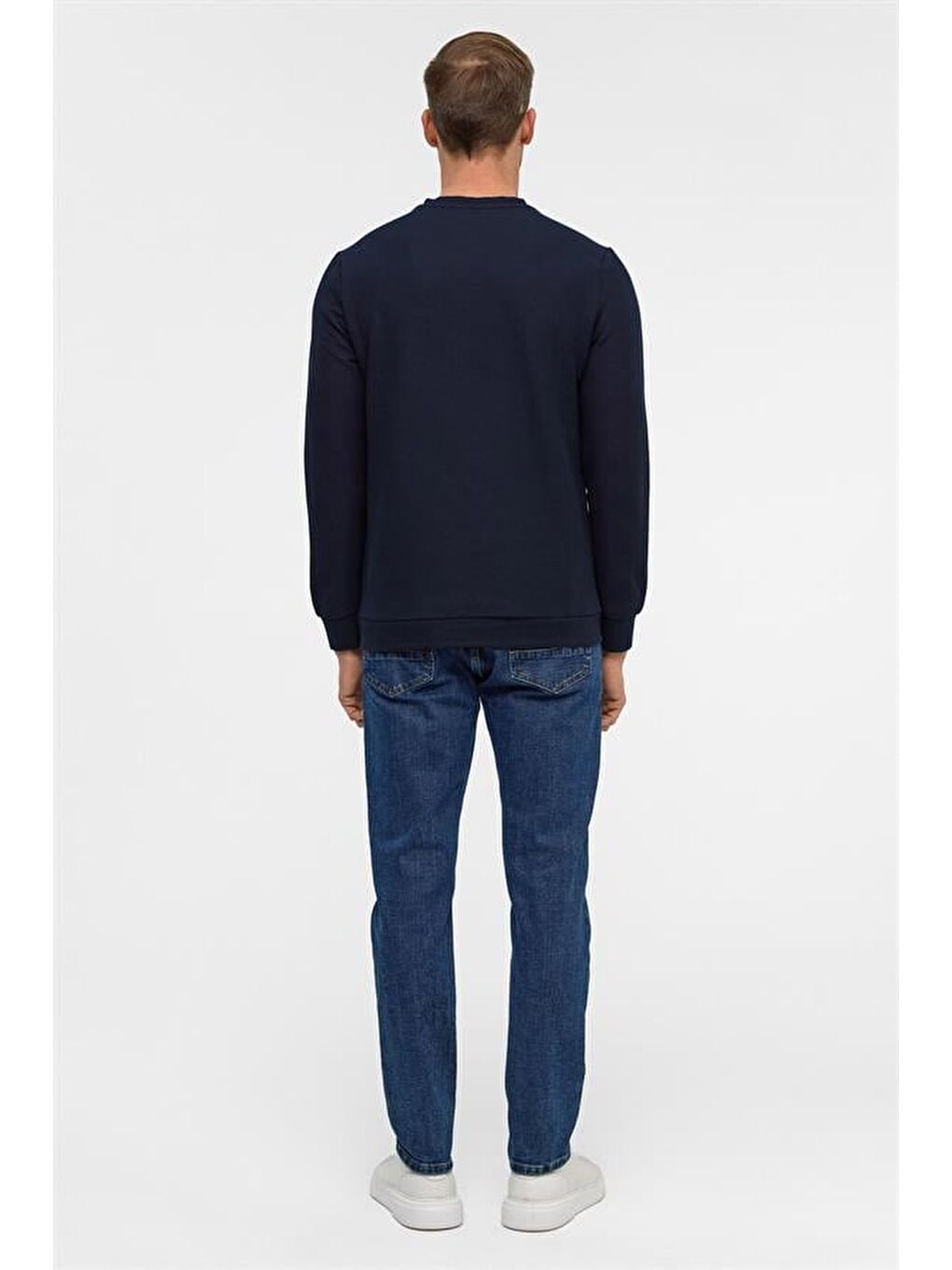 Lacivert Regular V Yaka Sweatshirt-8