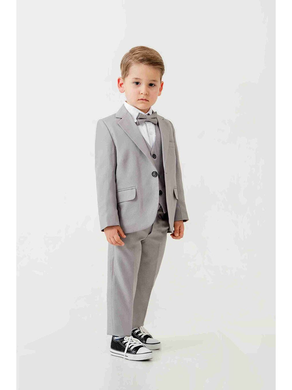 Gri Mini Gentleman Erkek Çocuk Takım Elbise - 5 Parça