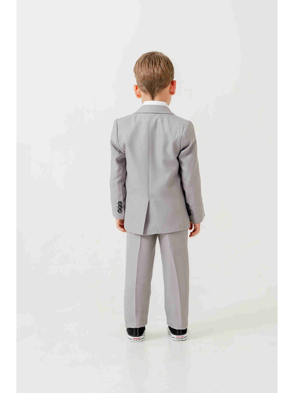 Gri Mini Gentleman Erkek Çocuk Takım Elbise - 5 Parça-1