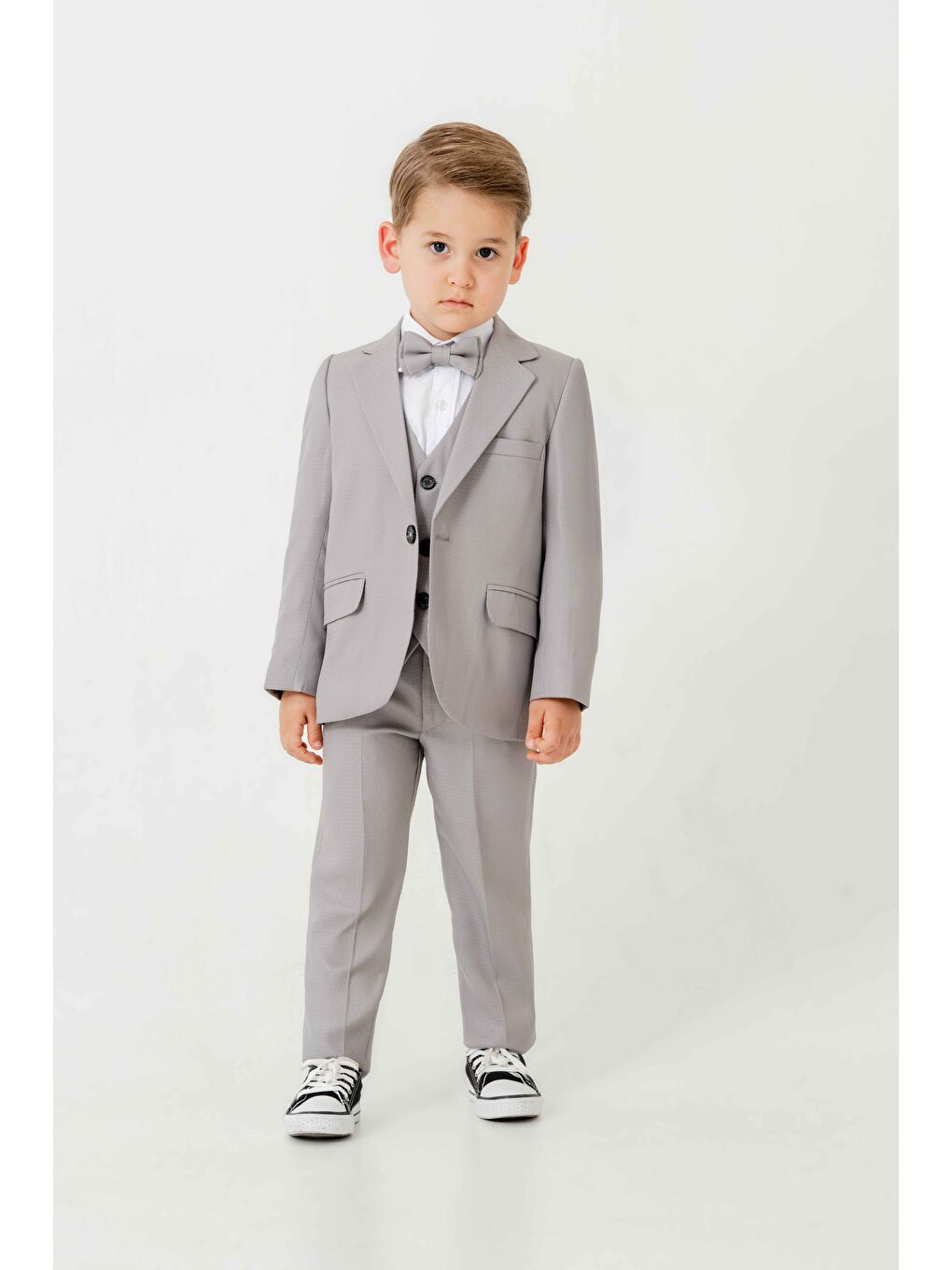 Gri Mini Gentleman Erkek Çocuk Takım Elbise - 5 Parça-4