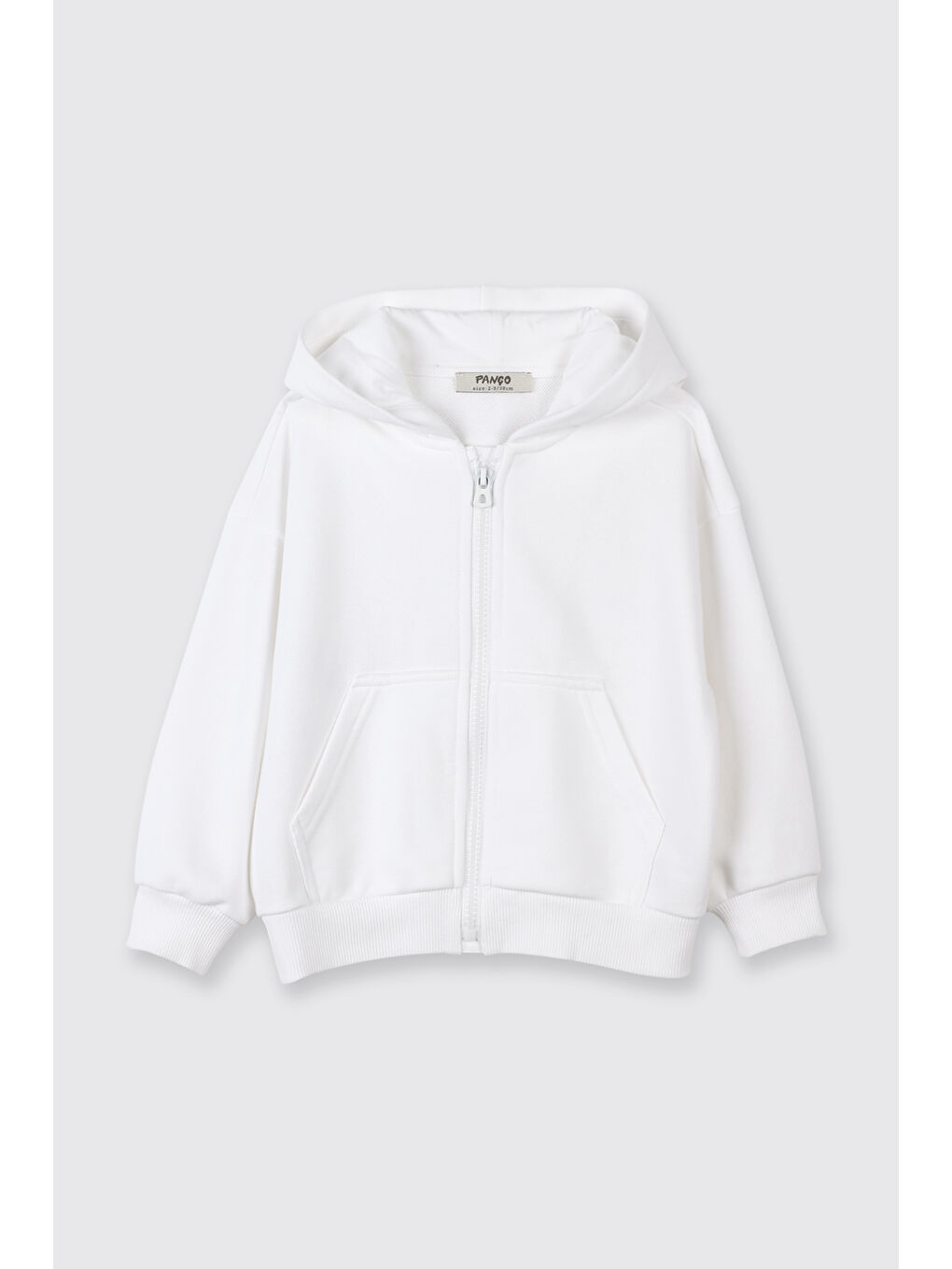 Erkek Bebek Arka Bedeni Yazı Detaylı Fermuarlı Beyaz Sweatshirt