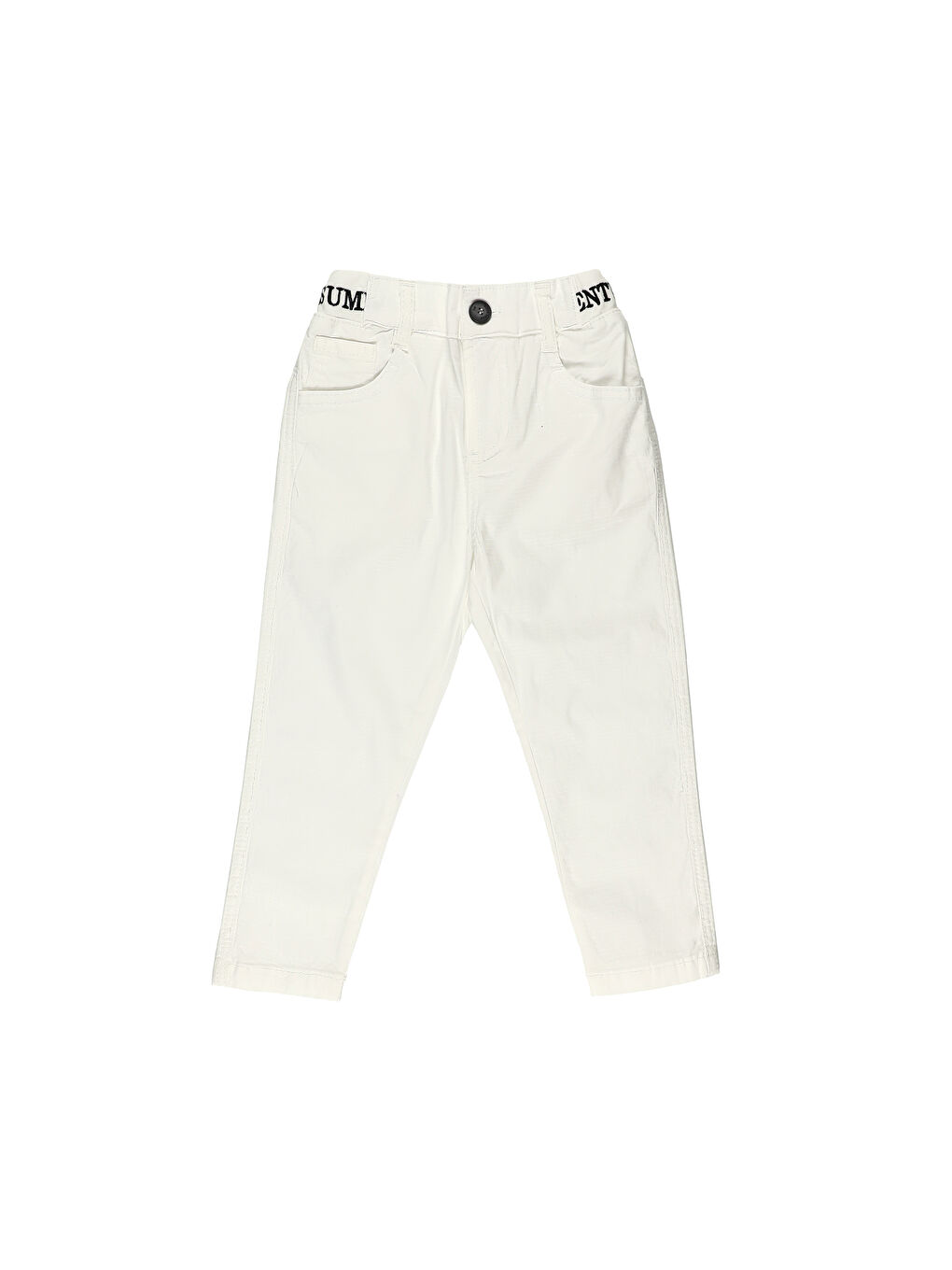Beyaz Erkek Çocuk Nakış Detaylı Pantolon