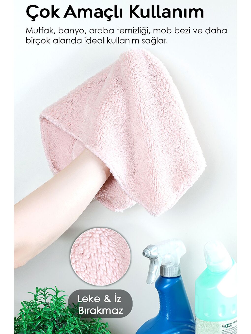 2'li Temizlik Kurulama Bezi Banyo Mutfak Araç Kurulama Havlusu Mop Bezi 40x40 cm Karışık Renkli-3