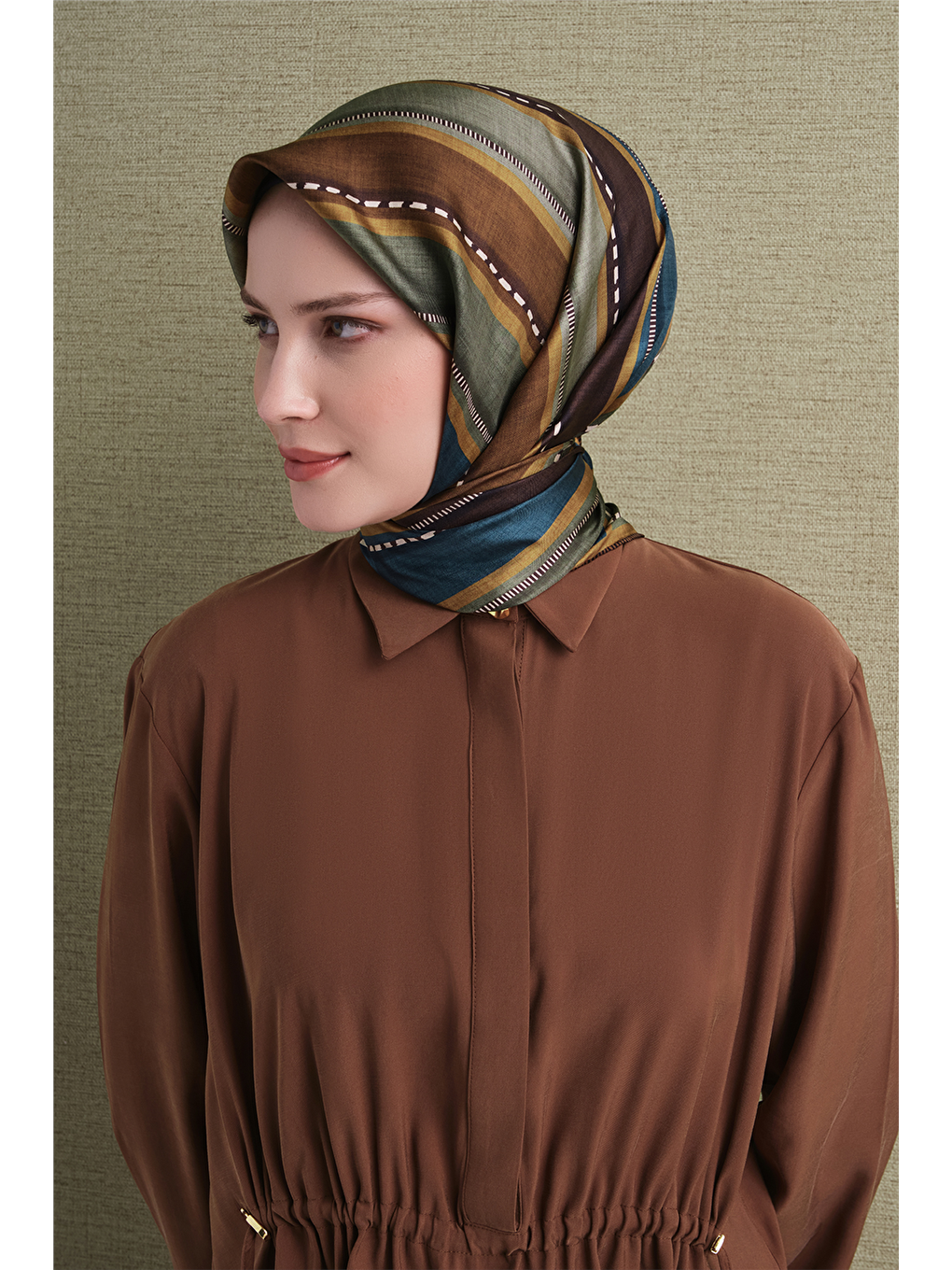 Kahverengi Saf İpek Twill Eşarp 9621d 80